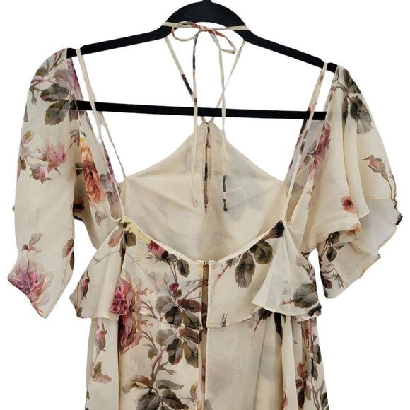 Intermix Silk Top Feminine Country Floral Strappy Boho Cottage Core Cream Sz S - Picture 8 of 10